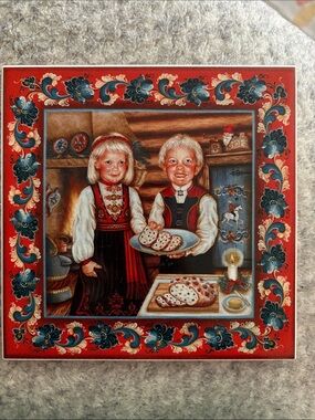 Vintage Norwegian Holiday Decorative Tile  by Suzanne Toftey